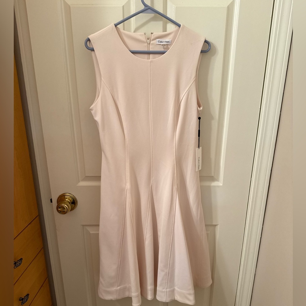 Calvin Klein Elegant Blossome Crepe Fit & Flare Dress (Pastel Pink) NWT Size 10